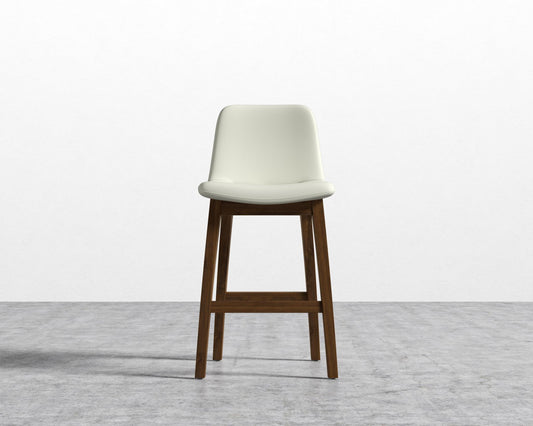 Aubrey Counter Stool - Walnut Stain, PU Leather - Monaco Cream