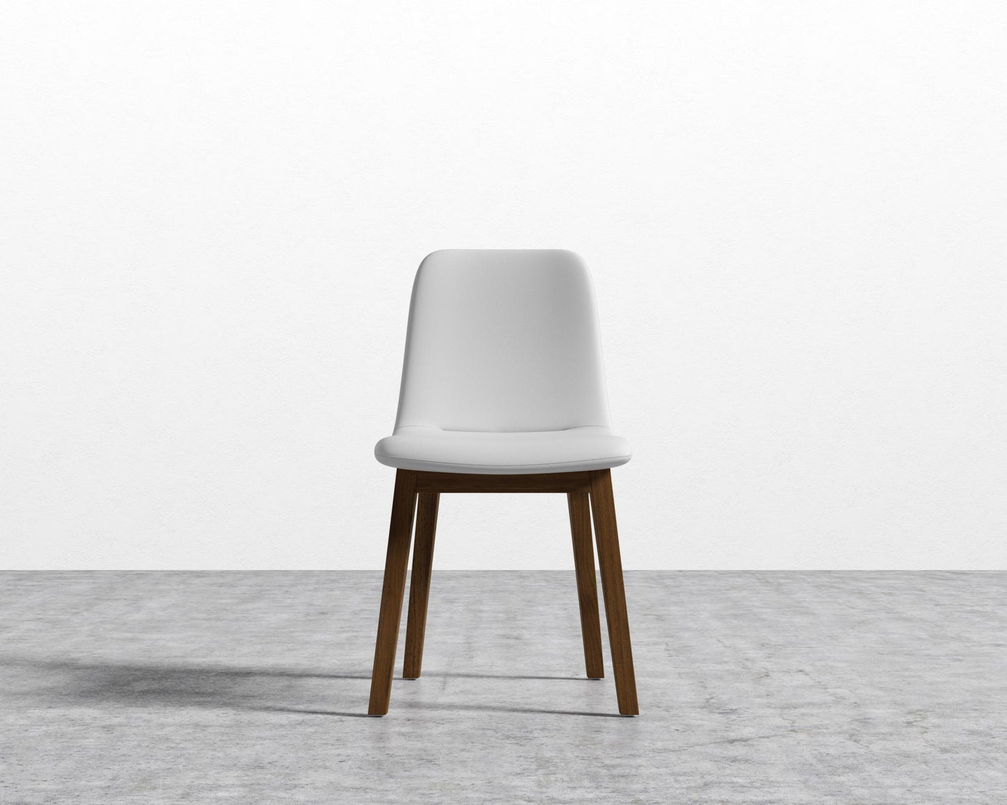 Aubrey Side Chair - Walnut Stain, PU Leather - Monaco White