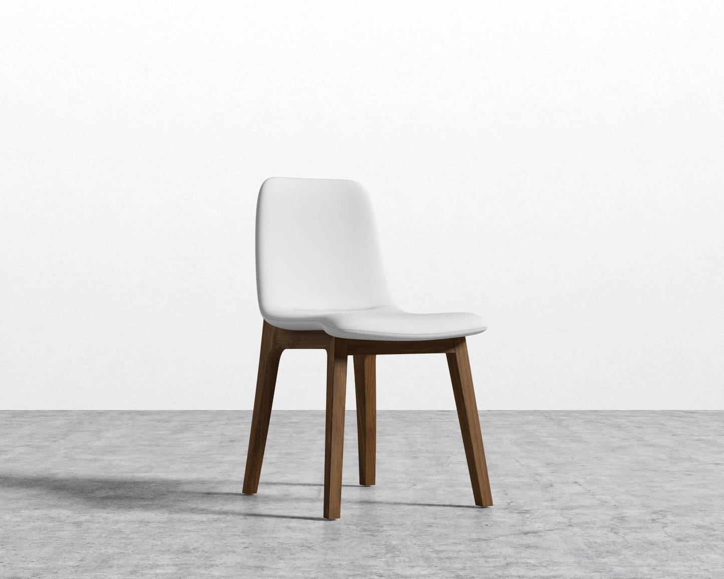 Aubrey Side Chair - Walnut Stain, PU Leather - Monaco White