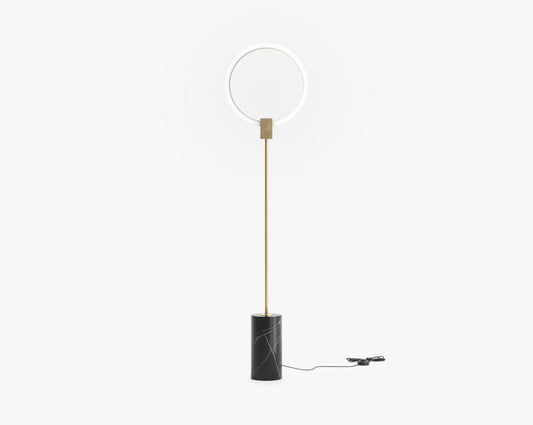 Aura Floor Lamp - Tall, Brass w/ Black Marble