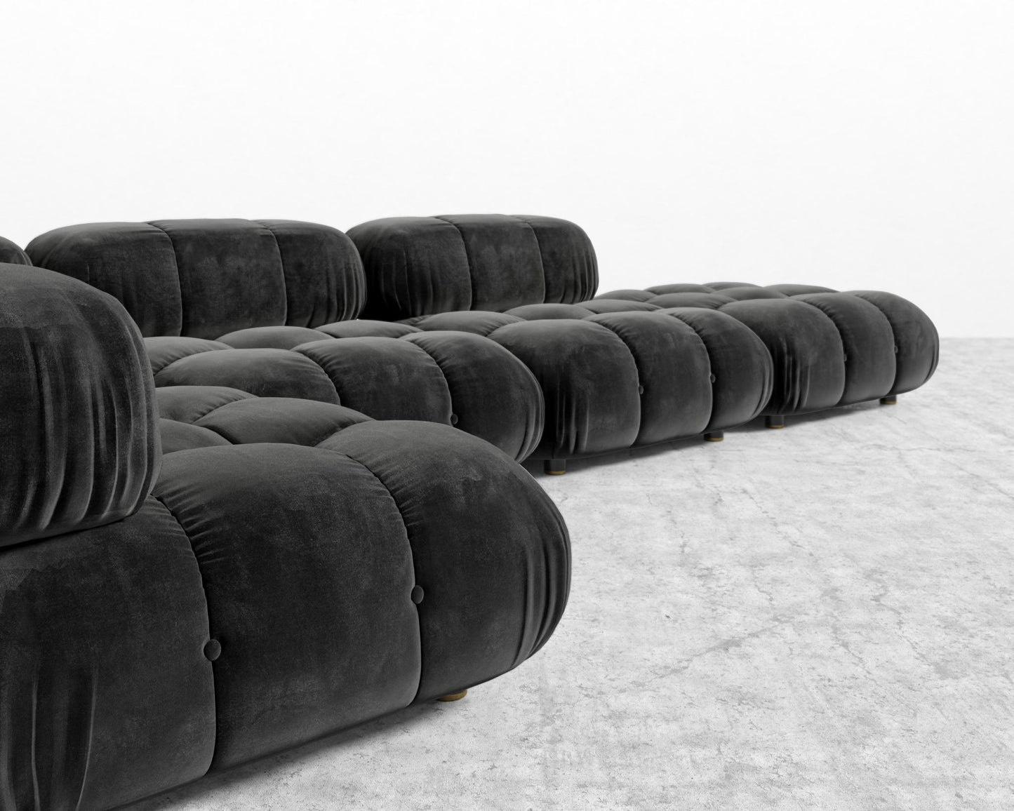Belia Modular Sectional - Plush Velvet - Black