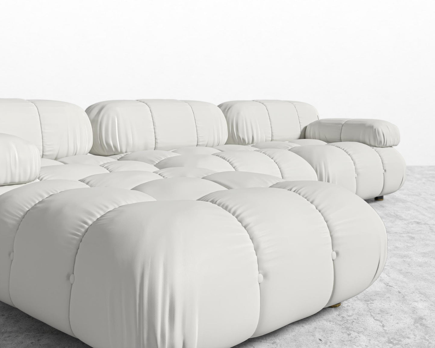 Belia Sectional Sofa - Microfiber Leather - Trento Eggshell