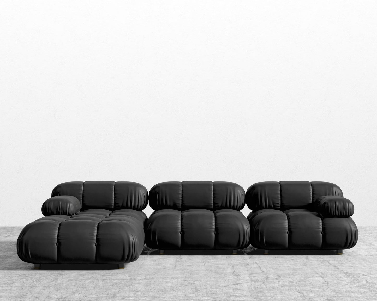 Belia Sectional Sofa - Microfiber Leather - Trento Jet Black