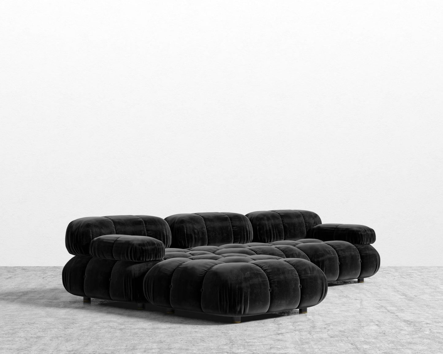Belia Sectional Sofa - Plush Velvet - Black