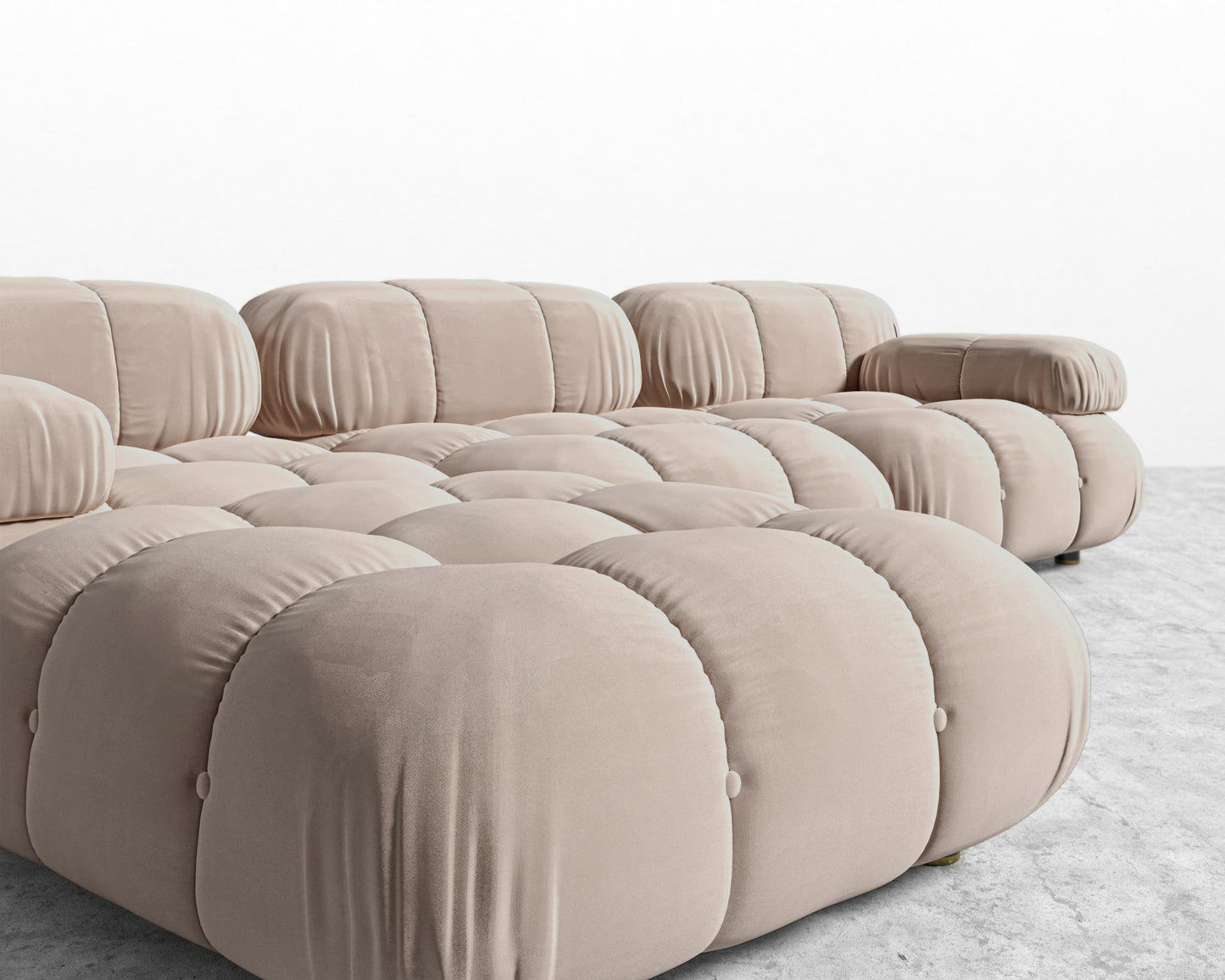 Belia Sectional Sofa - Plush Velvet - Blush