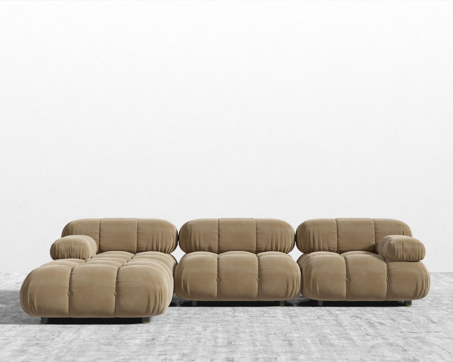 Belia Sectional Sofa - Plush Velvet - Dune