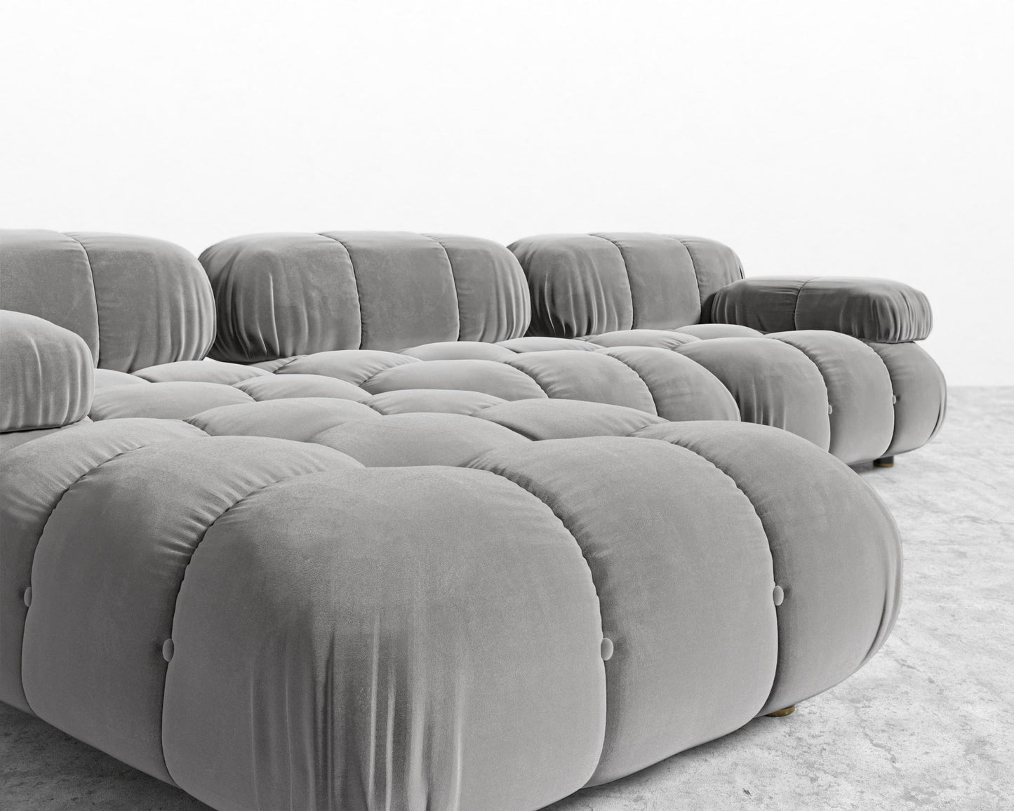 Belia Sectional Sofa - Plush Velvet - Glacier Grey