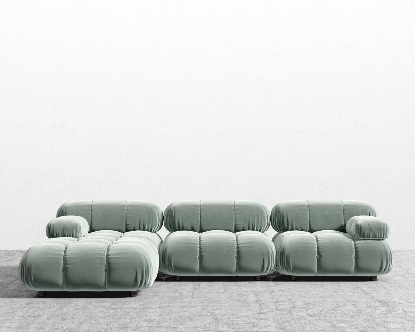 Belia Sectional Sofa - Plush Velvet - Moonstone