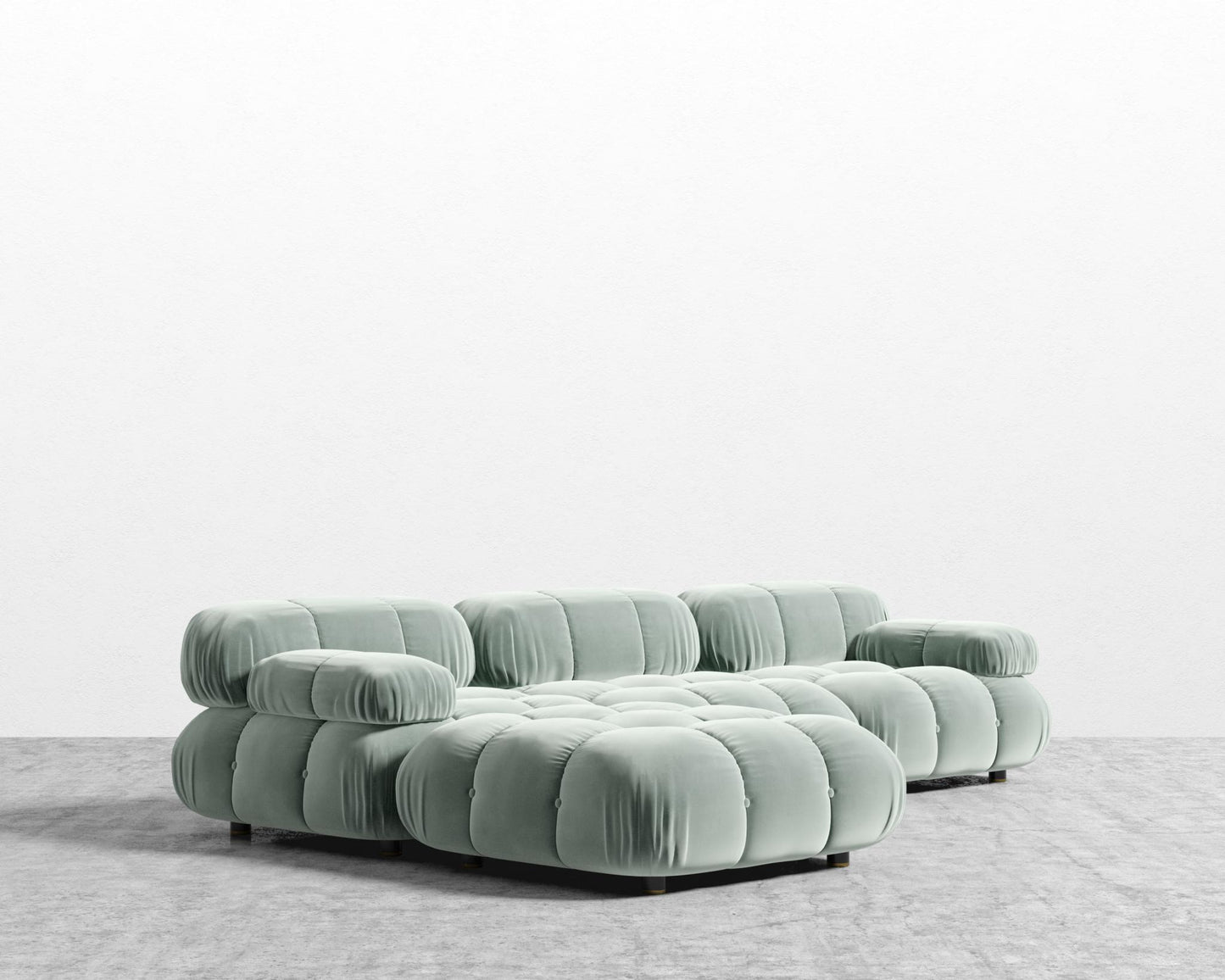 Belia Sectional Sofa - Plush Velvet - Moonstone