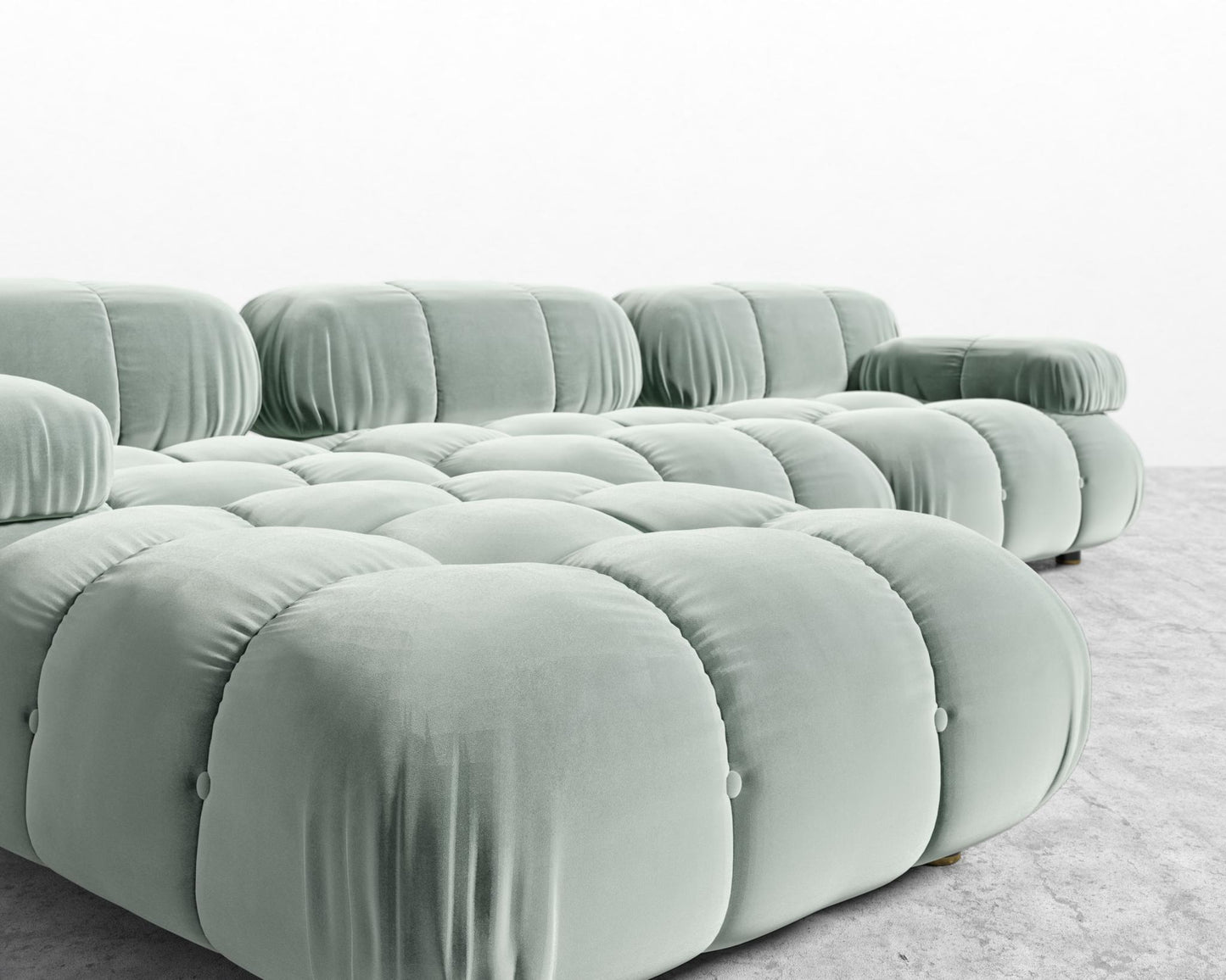 Belia Sectional Sofa - Plush Velvet - Moonstone