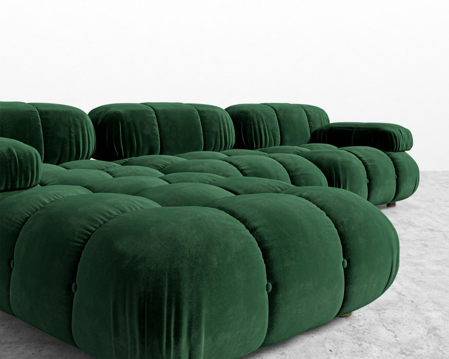 Belia Sectional Sofa - Plush Velvet - Moss