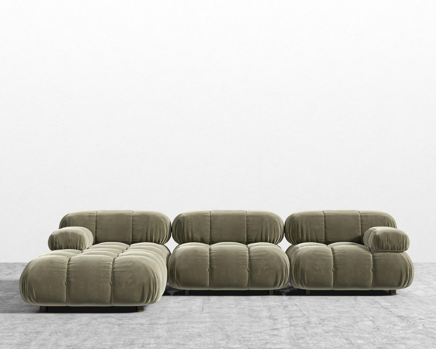 Belia Sectional Sofa - Signature Plush Velvet - Olive Green