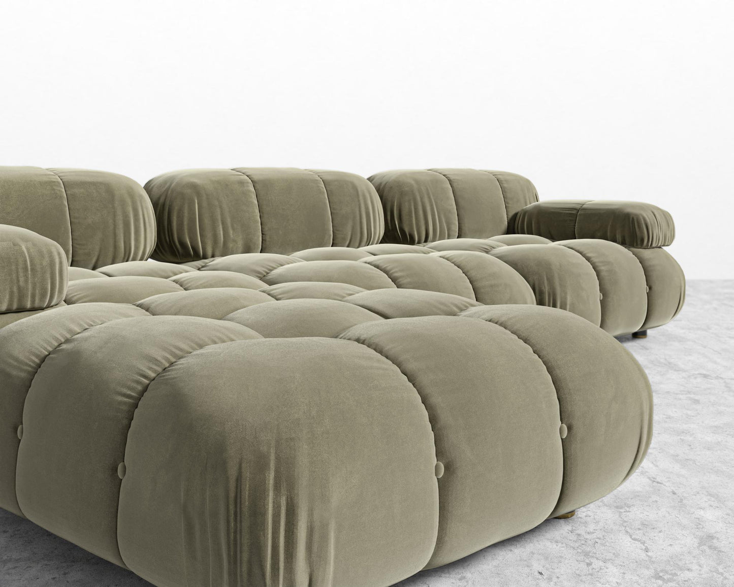 Belia Sectional Sofa - Signature Plush Velvet - Olive Green