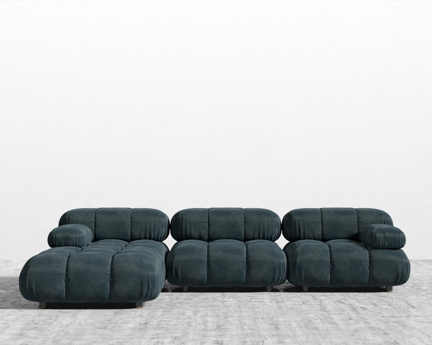 Belia Sectional Sofa - Plush Velvet - Prussian