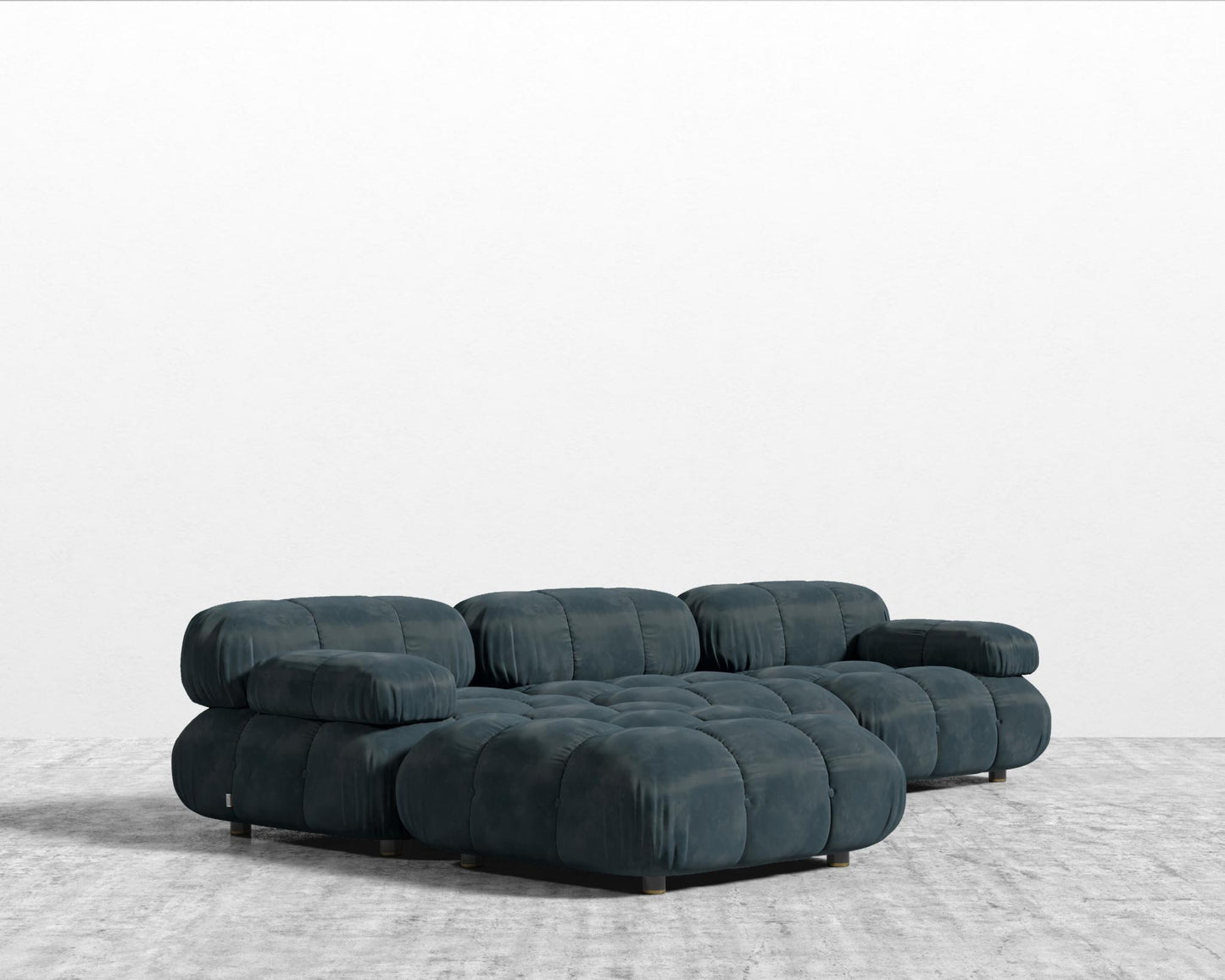 Belia Sectional Sofa - Plush Velvet - Prussian