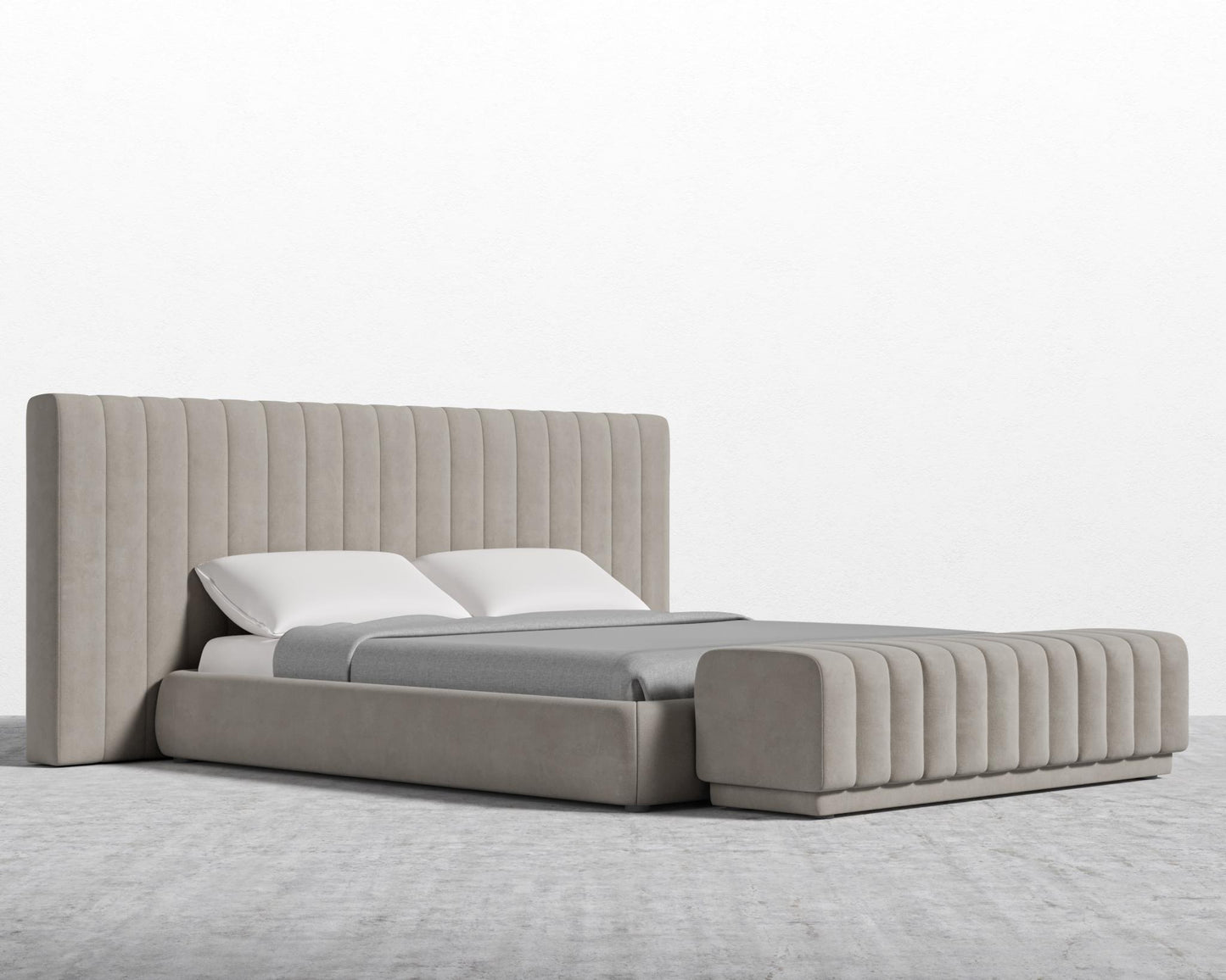Berlin Bed - King, Venice Vegan Suede - Latte