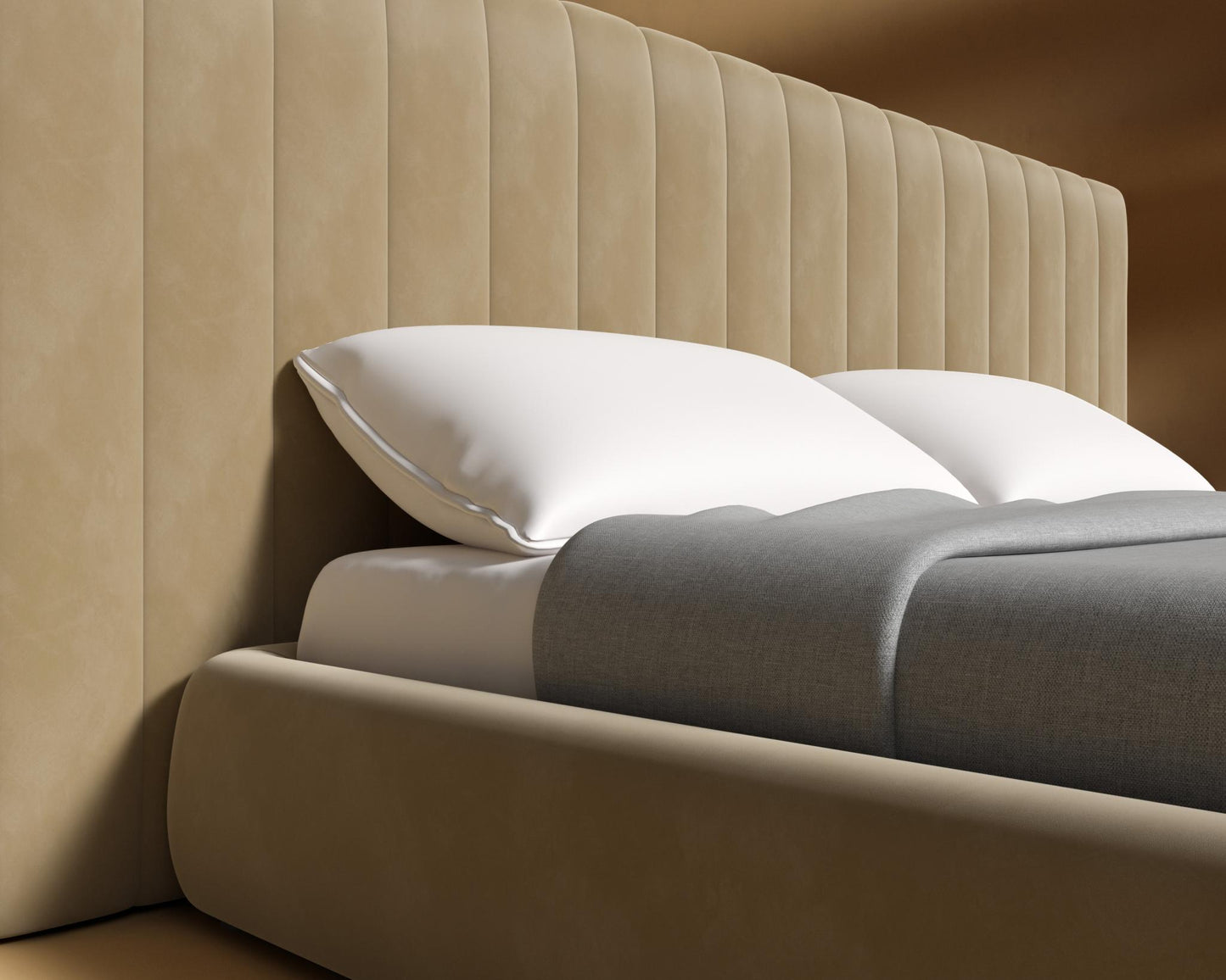 Berlin Bed - King, Plush Velvet - Dune