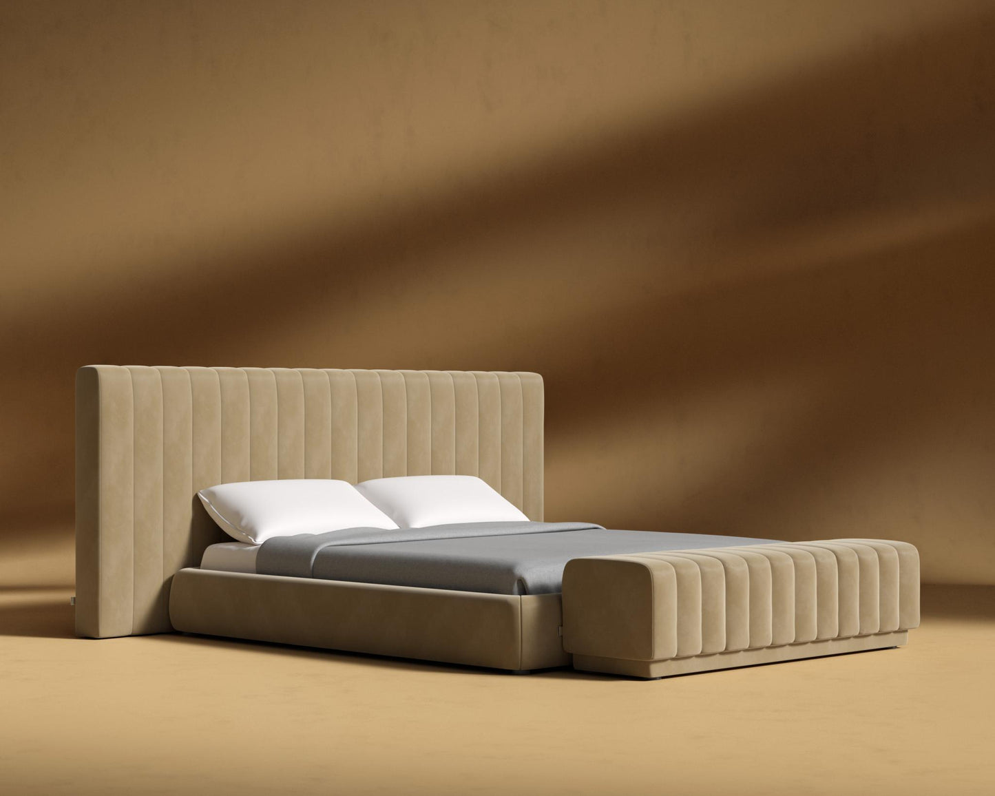 Berlin Bed - King, Plush Velvet - Dune