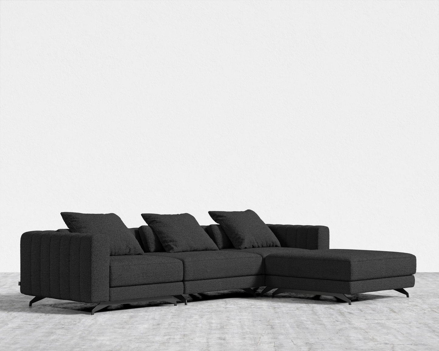 Berlin Sectional Sofa - Black - Berlin, Chatou Bouclé - Caviar