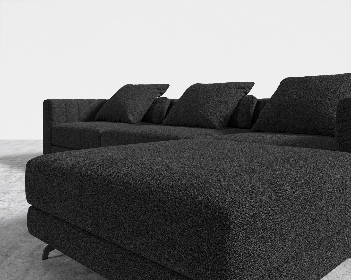 Berlin Sectional Sofa - Black - Berlin, Chatou Bouclé - Caviar