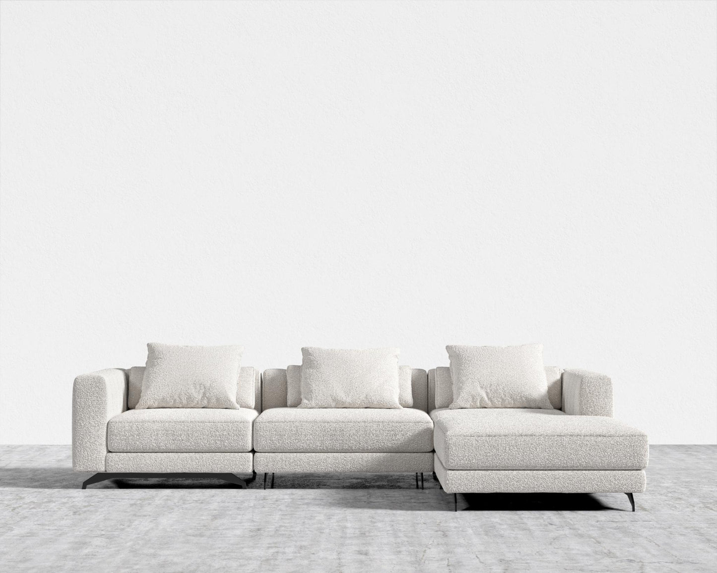 Berlin Sectional Sofa - Black - Berlin, Chatou Bouclé - Pearl