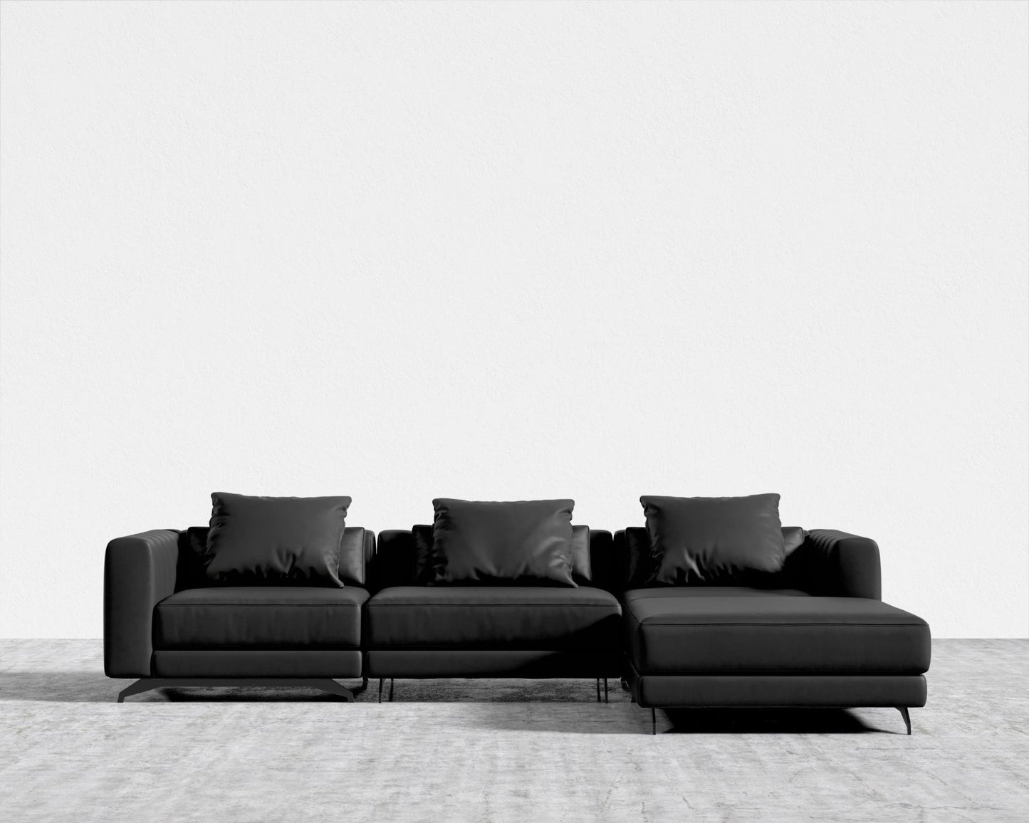 Berlin Sectional Sofa - Black - Berlin, Trento Microfiber Leather - Trento Jet Black