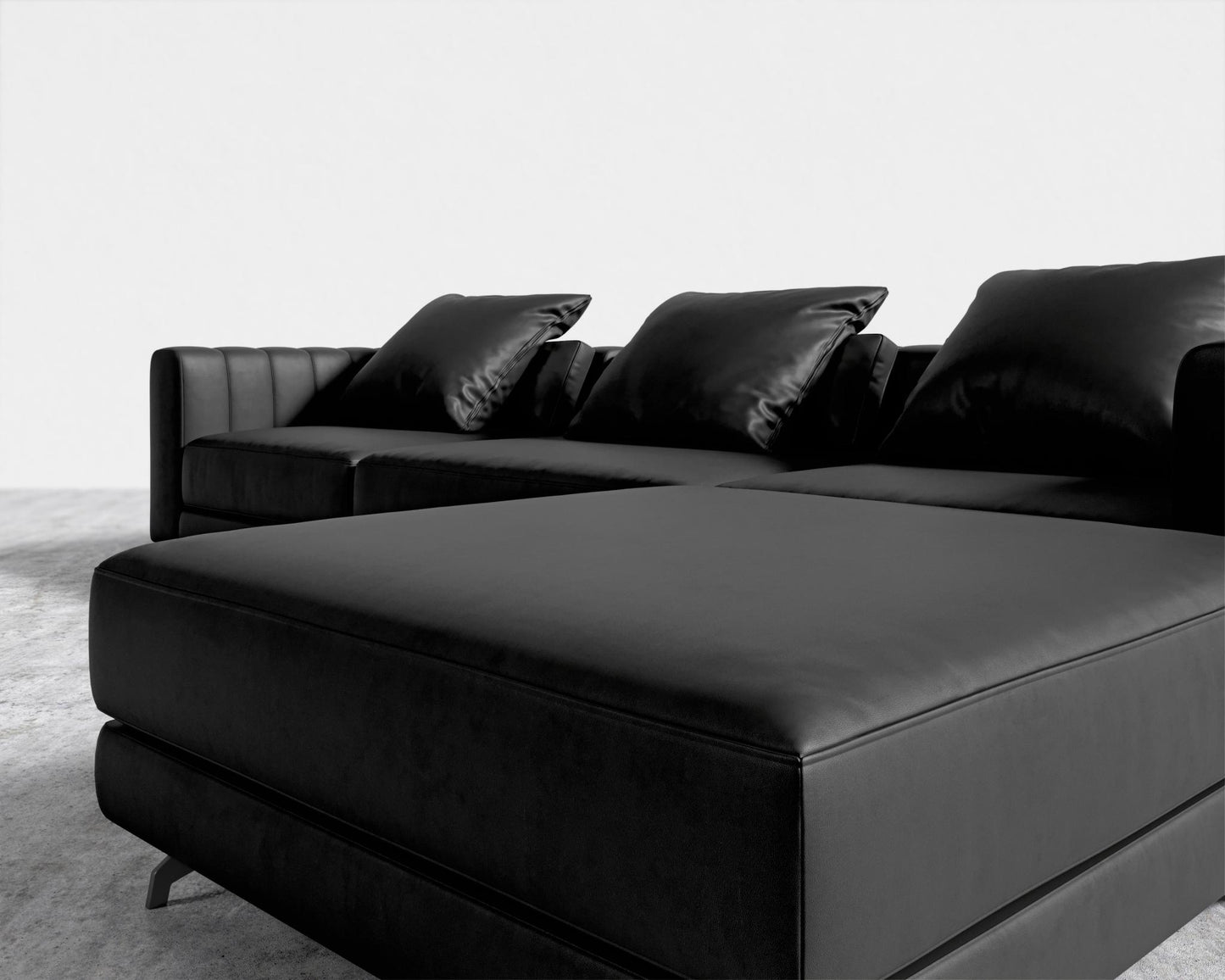 Berlin Sectional Sofa - Black - Berlin, Trento Microfiber Leather - Trento Jet Black