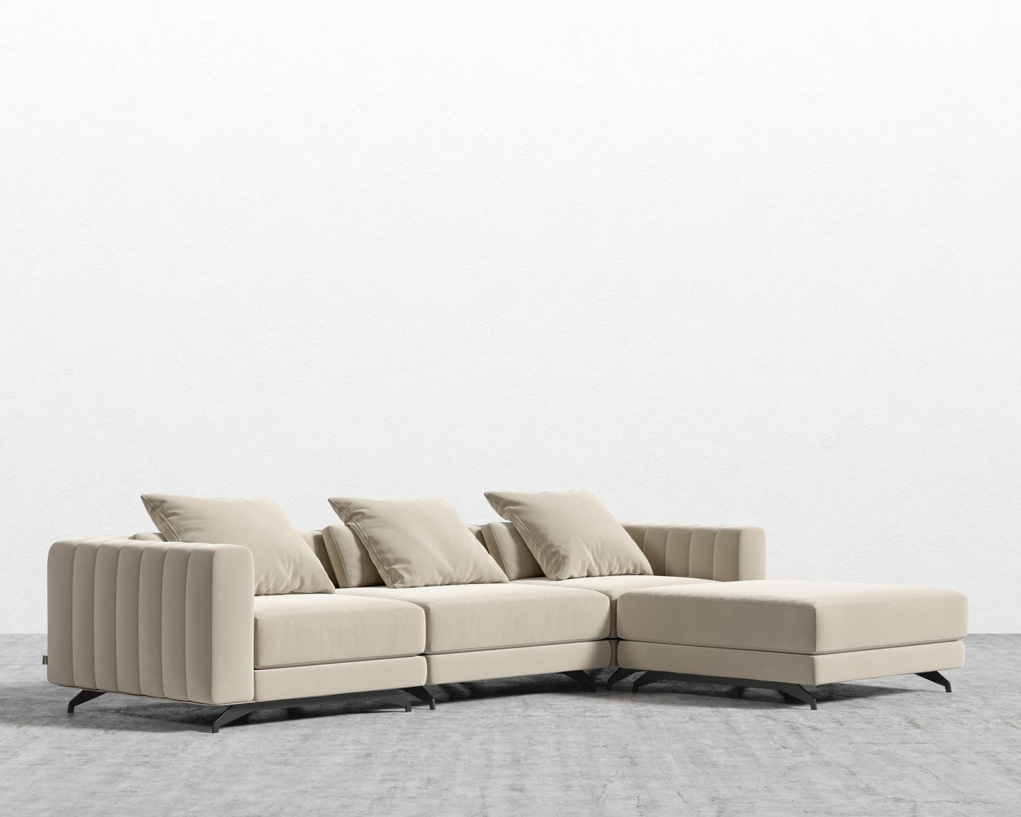 Berlin Sectional Sofa - Black - Berlin, Signature Plush Velvet - Warm Taupe