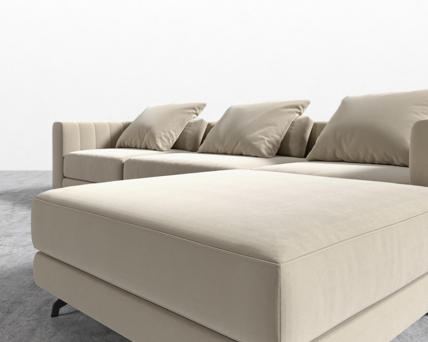 Berlin Sectional Sofa - Black - Berlin, Signature Plush Velvet - Warm Taupe