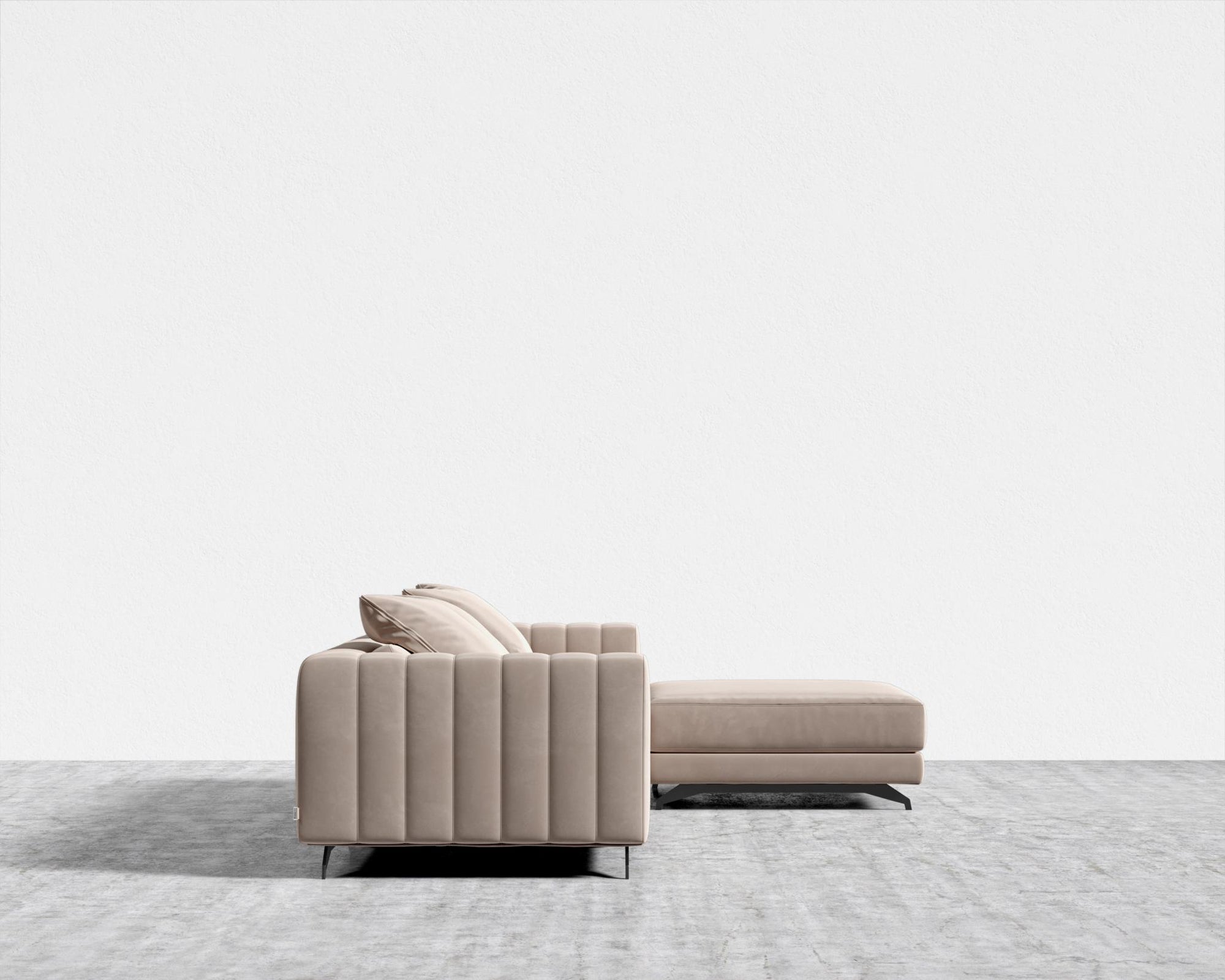 Berlin Sectional Sofa - Black - Berlin, Plush Velvet - Blush