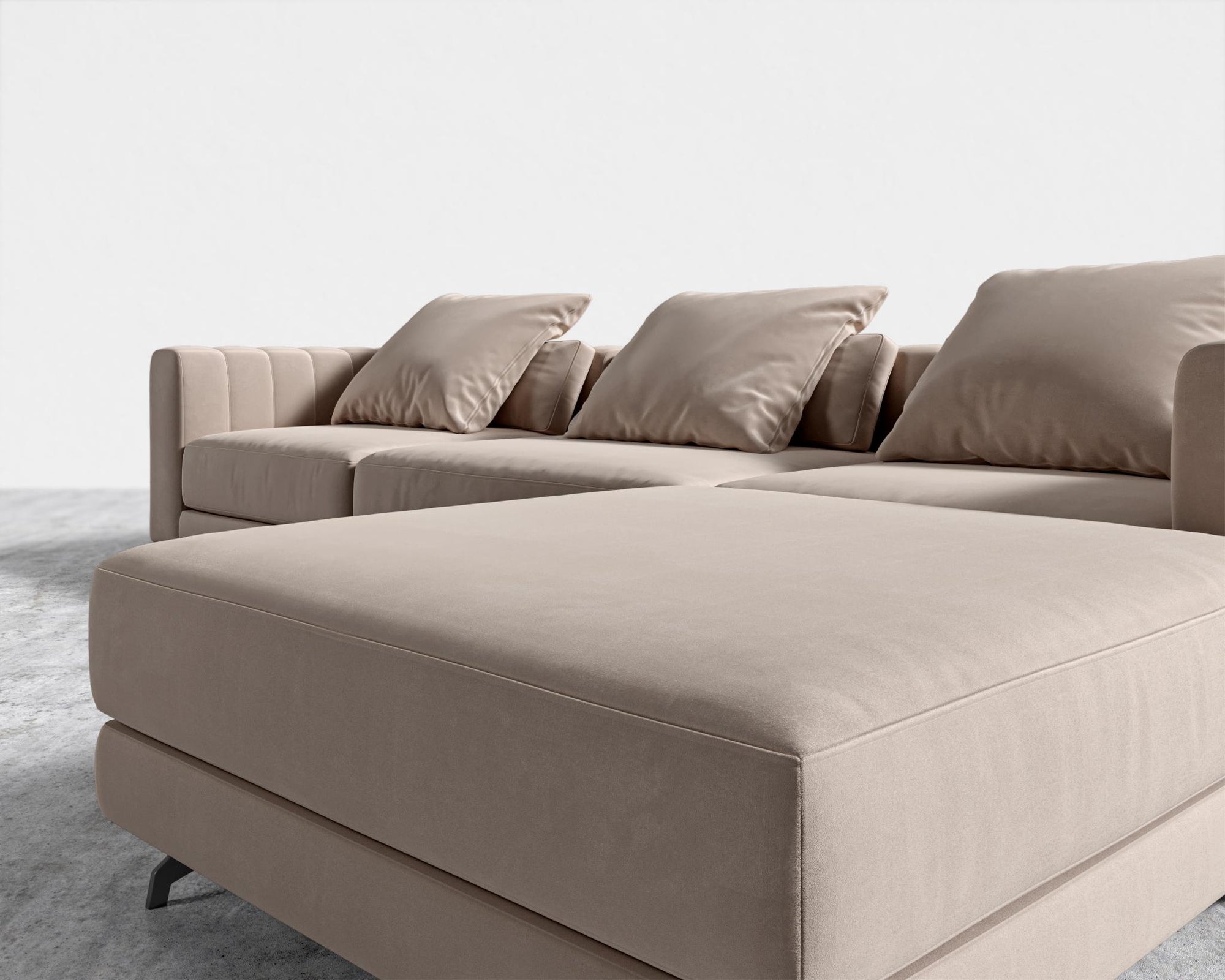 Berlin Sectional Sofa - Black - Berlin, Plush Velvet - Blush