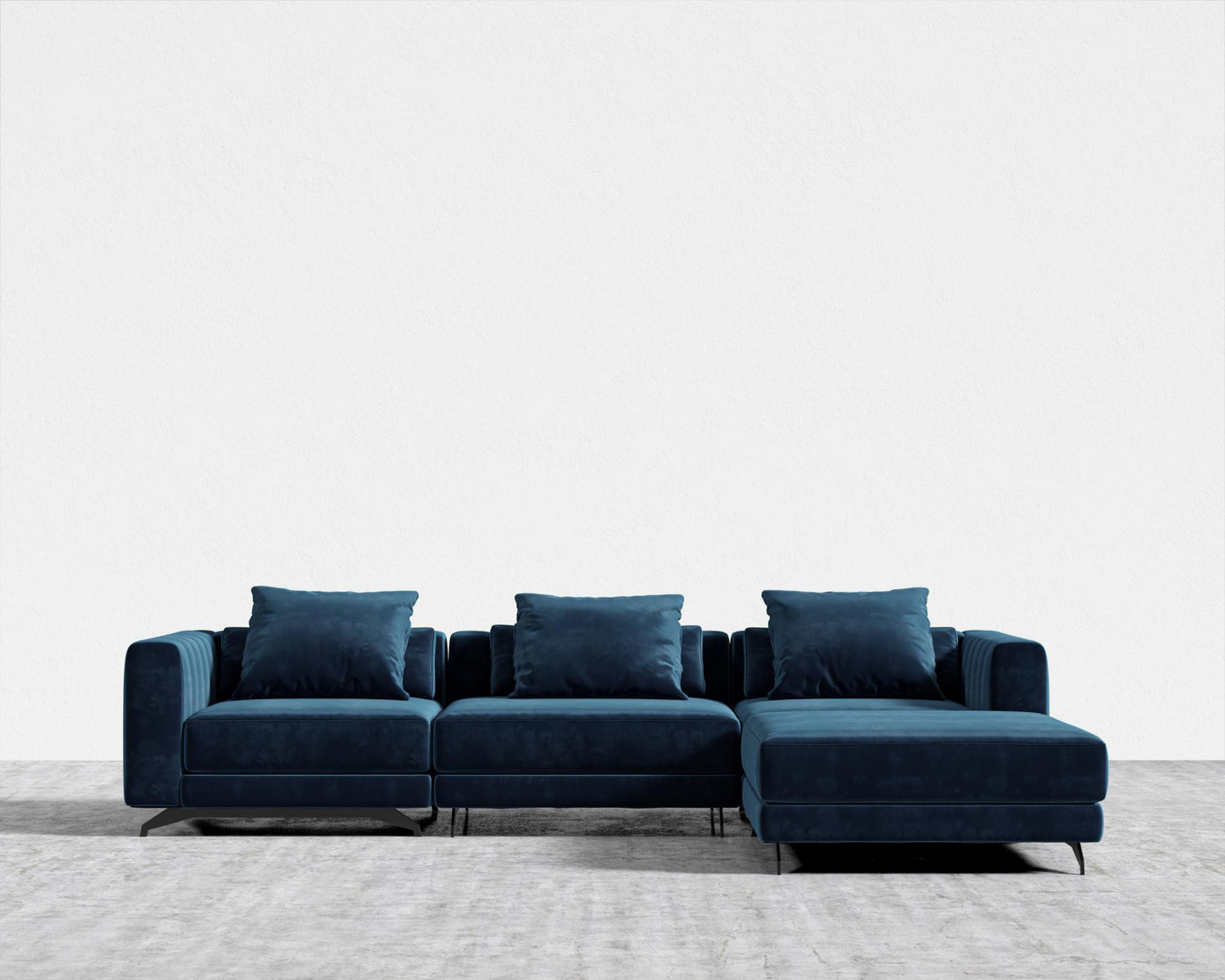 Berlin Sectional Sofa - Black - Berlin, Plush Velvet - Cobalt