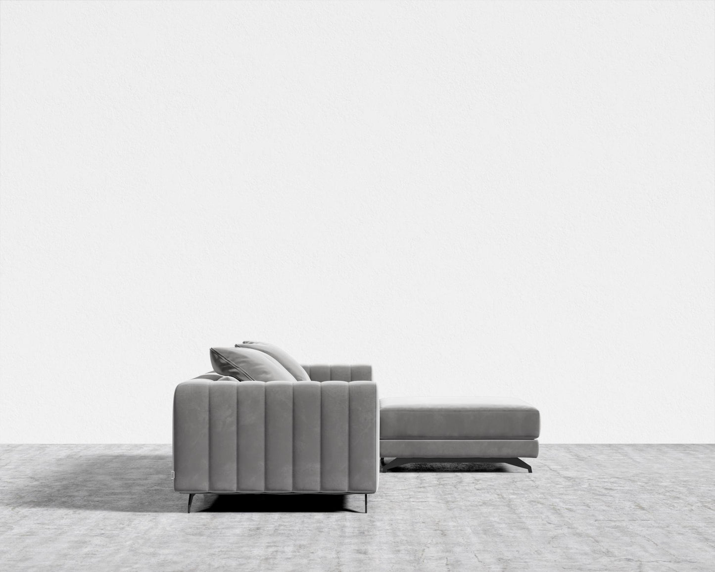 Berlin Sectional Sofa - Black - Berlin, Plush Velvet - Glacier Grey