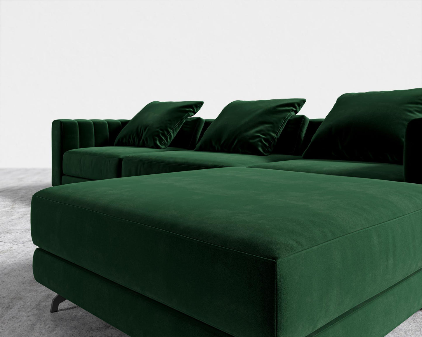 Berlin Sectional Sofa - Black - Berlin, Plush Velvet - Moss