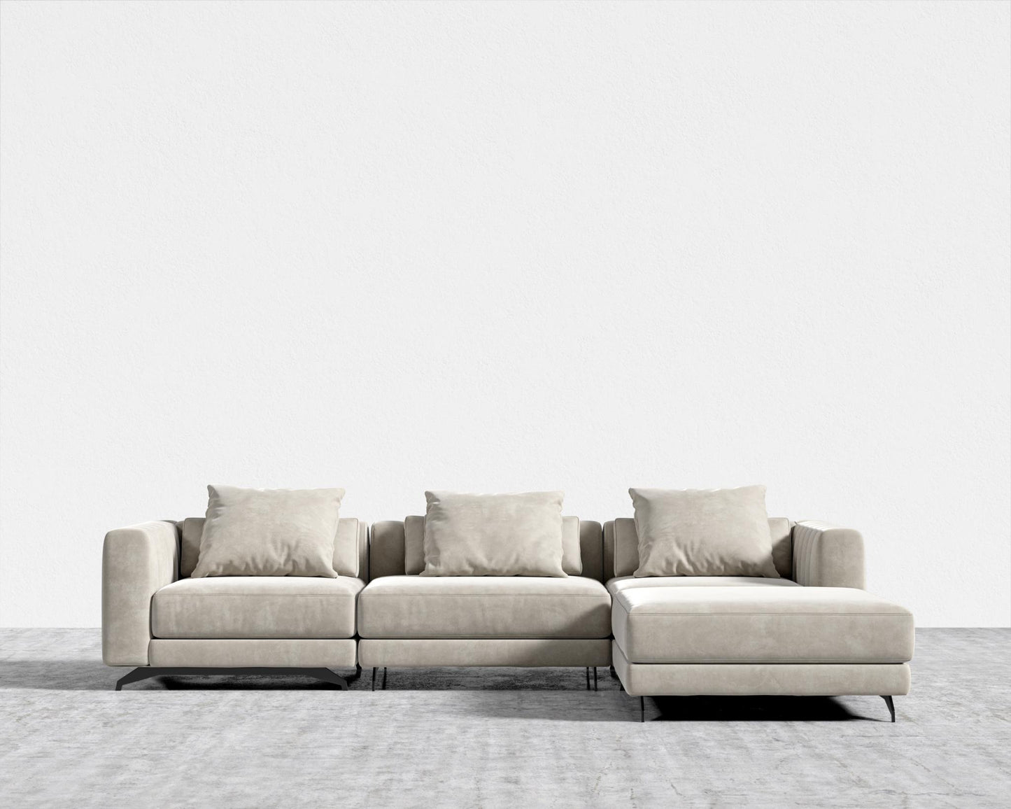 Berlin Sectional Sofa - Black - Berlin, Venice Vegan Suede - Latte