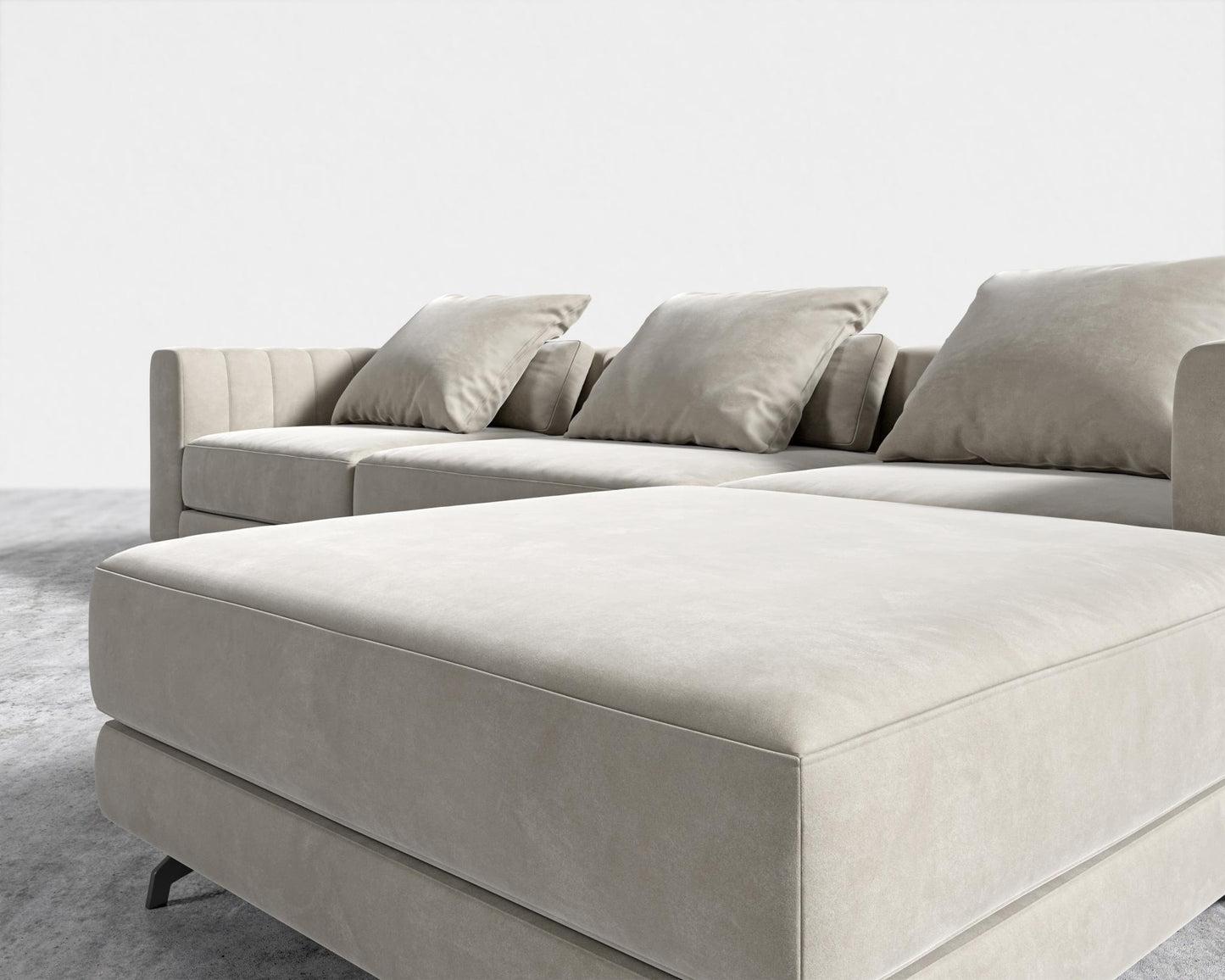 Berlin Sectional Sofa - Black - Berlin, Venice Vegan Suede - Latte