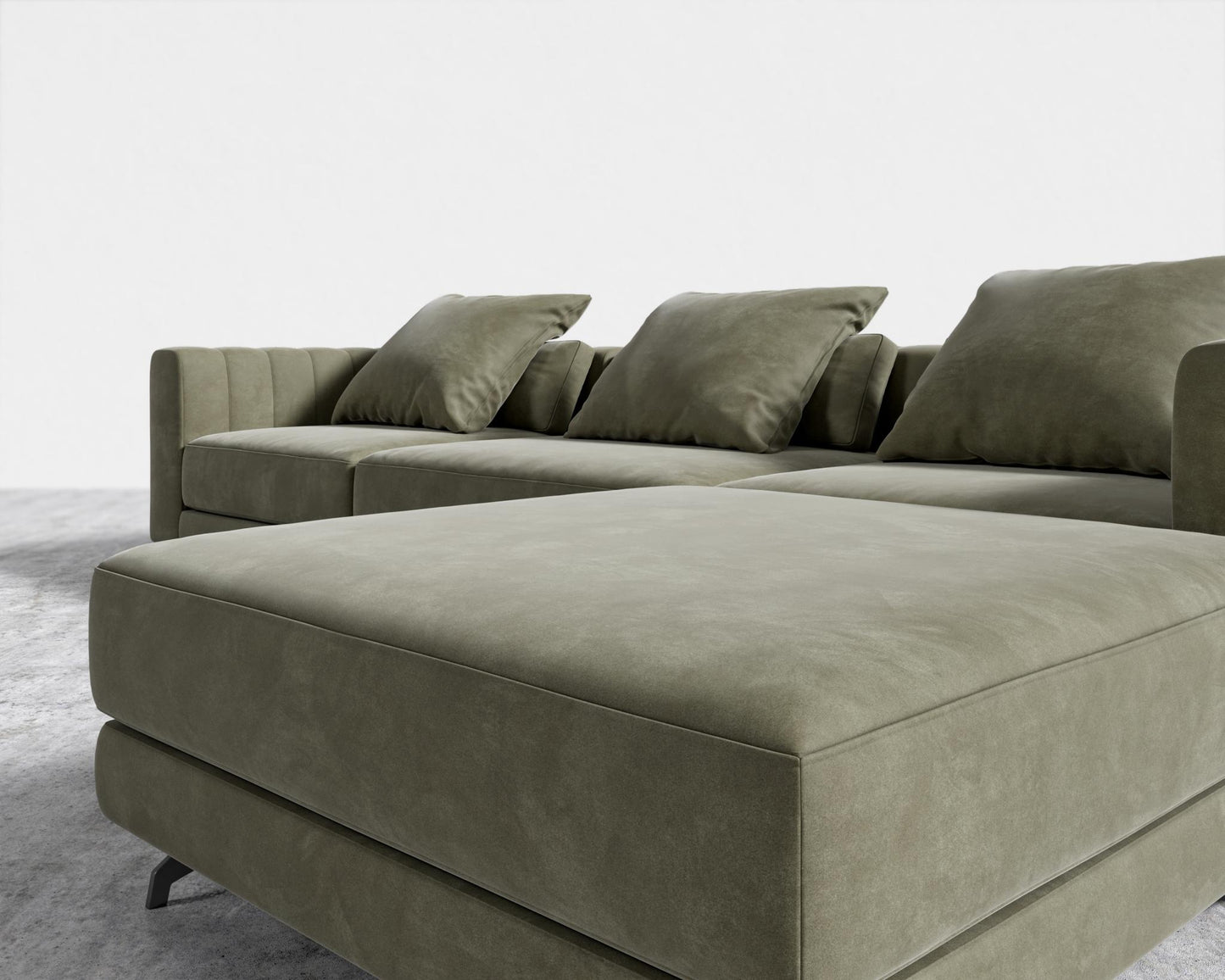 Berlin Sectional Sofa - Black - Berlin, Venice Vegan Suede - Sage