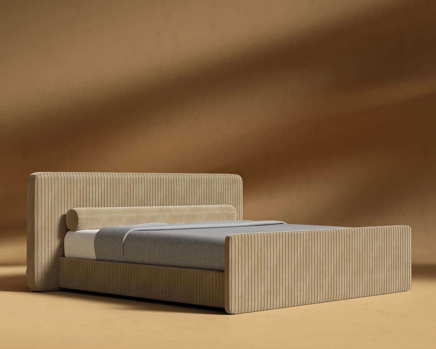 Dalina Bed - Queen, Plush Velvet - Dune