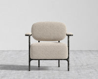 Forja Lounge Chair - Hammered Patina Chocolate, Shearling - Almond