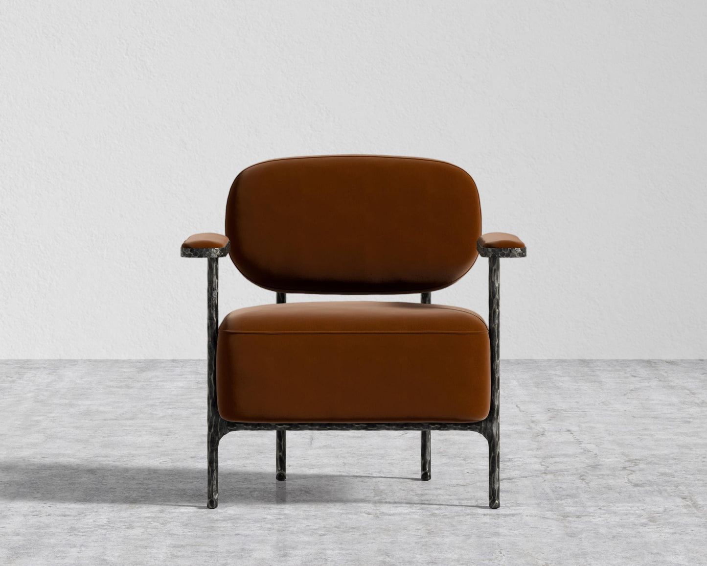Forja Lounge Chair - Faux Mohair - Cognac, Hammered Patina Chocolate