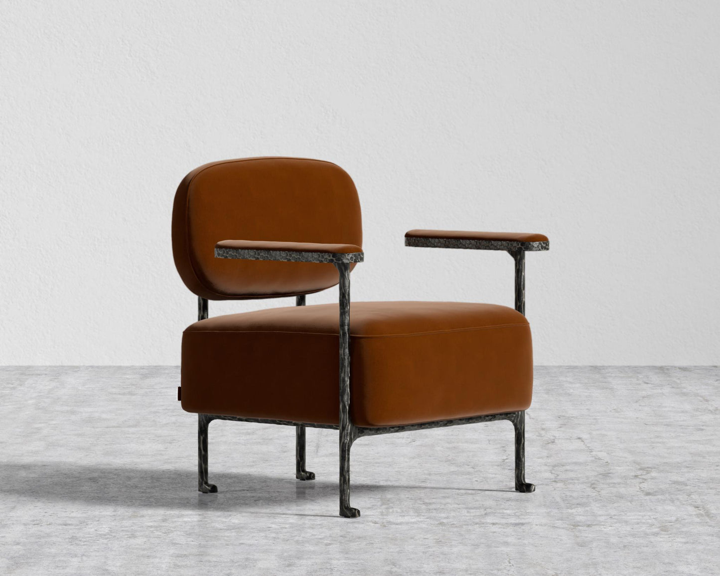 Forja Lounge Chair - Faux Mohair - Cognac, Hammered Patina Chocolate