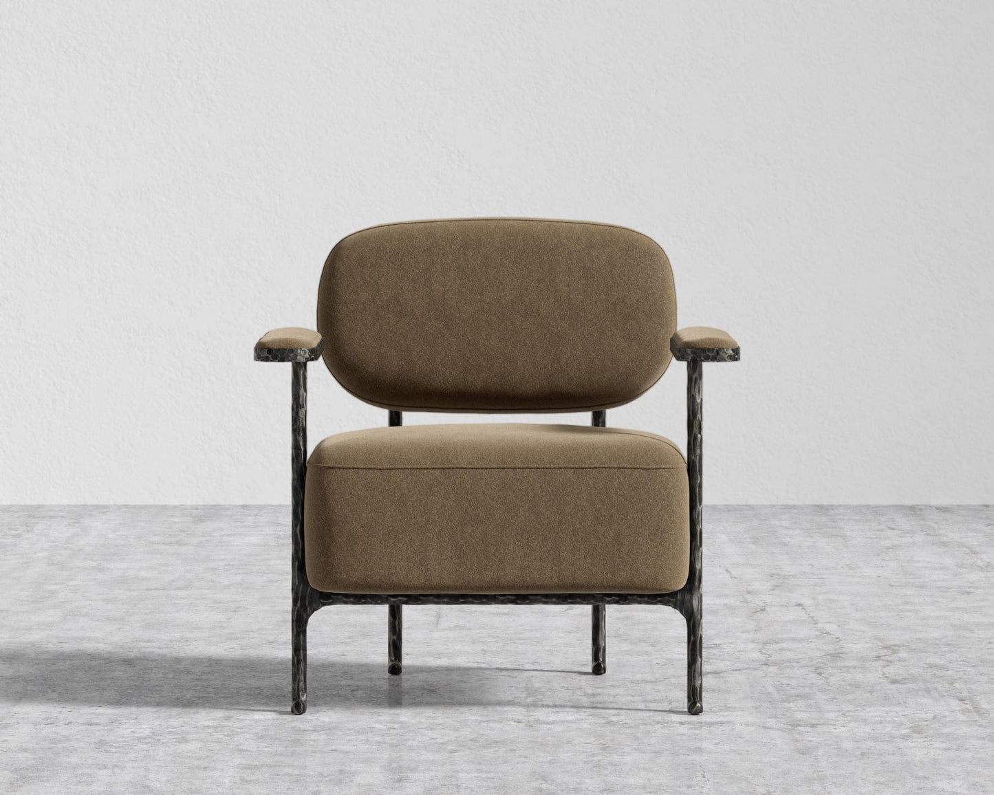 Forja Lounge Chair - Hammered Patina Chocolate, Ombra Velvet - Smoky Brown