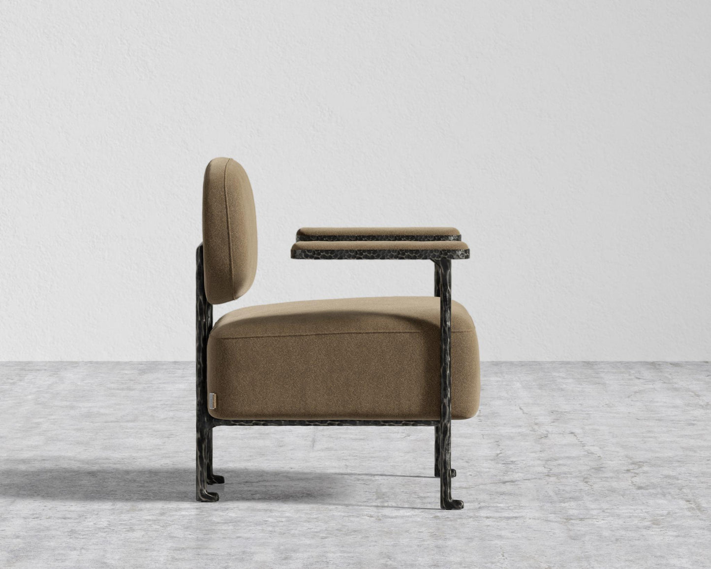 Forja Lounge Chair - Hammered Patina Chocolate, Ombra Velvet - Smoky Brown
