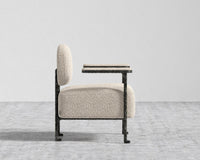 Forja Lounge Chair - Hammered Patina Chocolate, Shearling - Almond