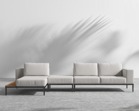 Francis Outdoor Modular Sectional - Black - Francis, Left-Hand-Facing, Outdoor Fabric - Palisades