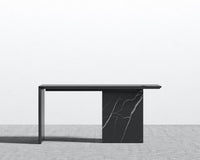 Gia Desk - Black Pietra Ceramic, 63" x 31.5", Black Oak Veneer