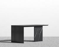 Gia Desk - Black Pietra Ceramic, 63" x 31.5", Black Oak Veneer