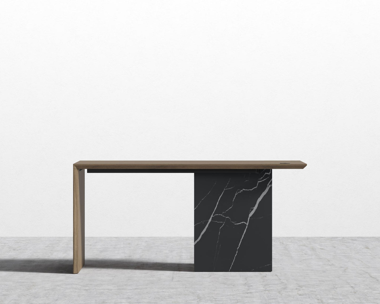 Gia Desk - Black Pietra Ceramic, 63" x 31.5", Black Oak Veneer