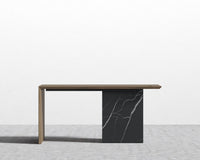 Gia Desk - Black Pietra Ceramic, 63" x 31.5", Black Oak Veneer