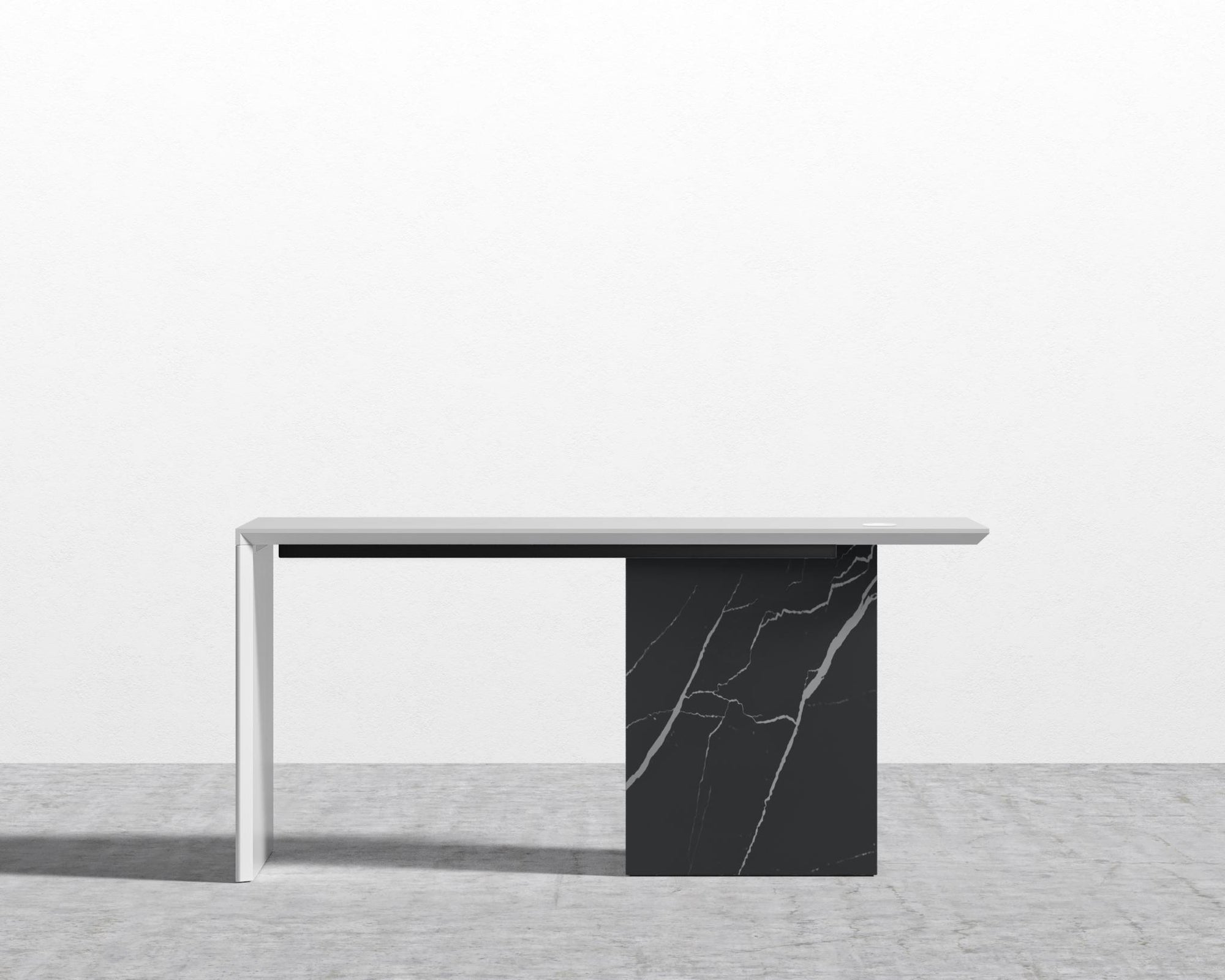 Gia Desk - Black Pietra Ceramic, 63" x 31.5", Black Oak Veneer